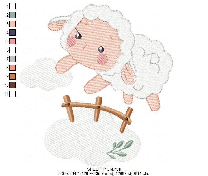 Sheep with fence embroidery design - Lamb embroidery designs machine embroidery pattern - baby girl embroidery file - newborn embroidery hus Marcia Embroidery