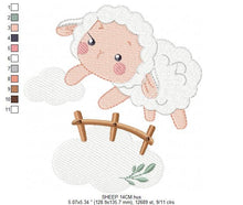 Carica l&#39;immagine nel visualizzatore di Gallery, Sheep with fence embroidery design - Lamb embroidery designs machine embroidery pattern - baby girl embroidery file - newborn embroidery hus
