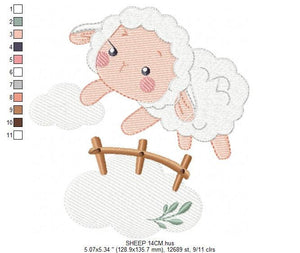 Sheep with fence embroidery design - Lamb embroidery designs machine embroidery pattern - baby girl embroidery file - newborn embroidery hus