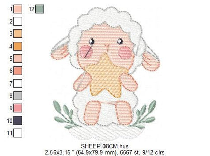 Sheep with star embroidery design - Lamb embroidery designs machine embroidery pattern - Baby boy embroidery file - Animal quilt embroidery Marcia Embroidery