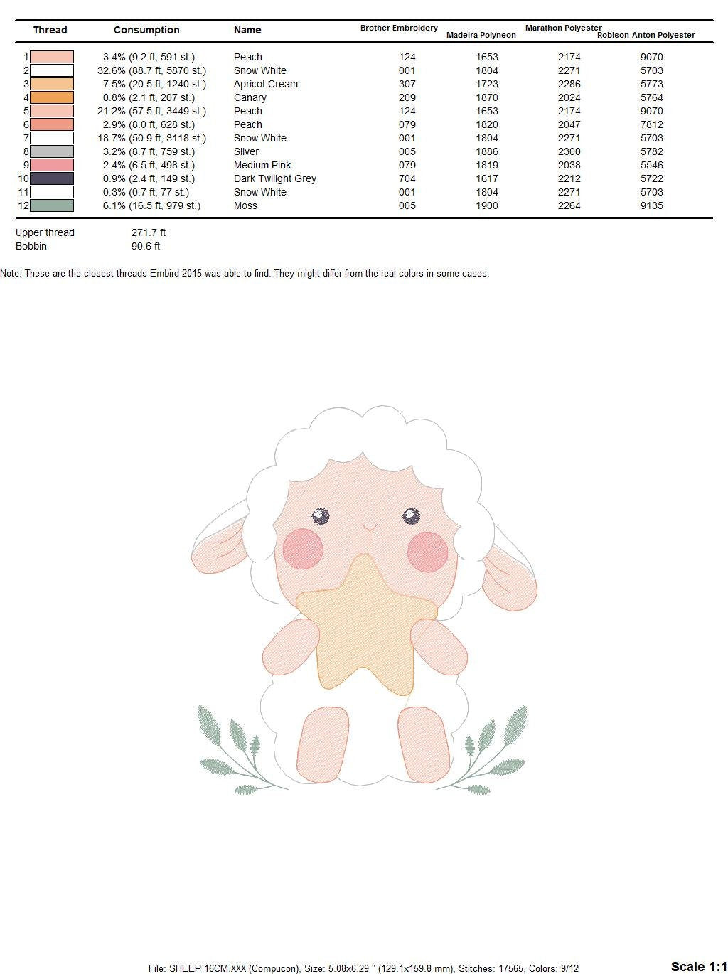 Sheep with star embroidery design - Lamb embroidery designs machine embroidery pattern - Baby boy embroidery file - Animal quilt embroidery Marcia Embroidery