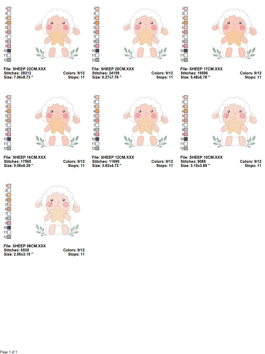 Sheep with star embroidery design - Lamb embroidery designs machine embroidery pattern - Baby boy embroidery file - Animal quilt embroidery Marcia Embroidery