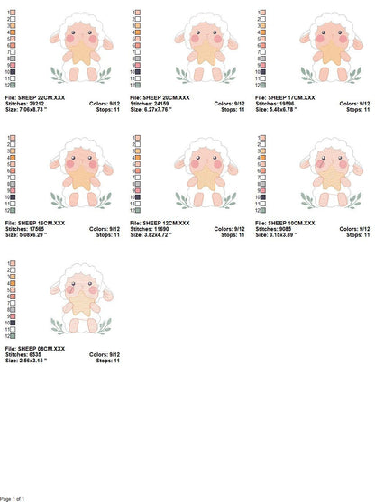 Sheep with star embroidery design - Lamb embroidery designs machine embroidery pattern - Baby boy embroidery file - Animal quilt embroidery Marcia Embroidery