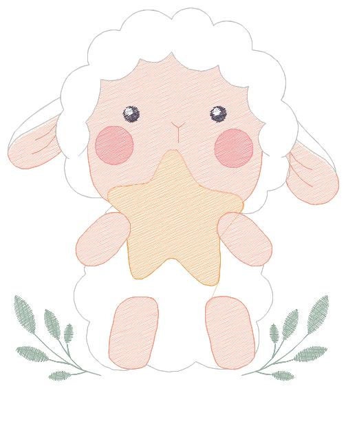 Sheep with star embroidery design - Lamb embroidery designs machine embroidery pattern - Baby boy embroidery file - Animal quilt embroidery Marcia Embroidery