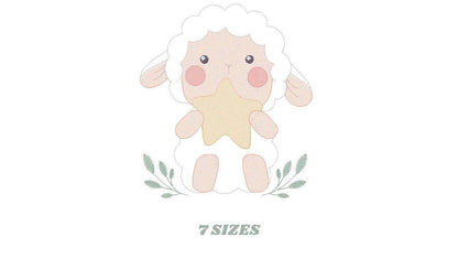 Sheep with star embroidery design - Lamb embroidery designs machine embroidery pattern - Baby boy embroidery file - Animal quilt embroidery Marcia Embroidery