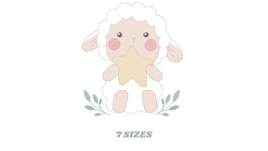 Sheep with star embroidery design - Lamb embroidery designs machine embroidery pattern - Baby boy embroidery file - Animal quilt embroidery Marcia Embroidery