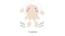 Laden Sie das Bild in den Galerie-Viewer, Sheep with star embroidery design - Lamb embroidery designs machine embroidery pattern - Baby boy embroidery file - Animal quilt embroidery
