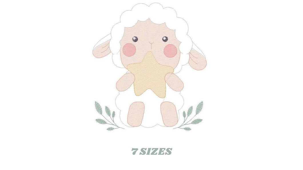 Sheep with star embroidery design - Lamb embroidery designs machine embroidery pattern - Baby boy embroidery file - Animal quilt embroidery