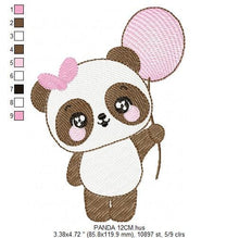 Cargar imagen en el visor de la galería, Panda embroidery design - Animal embroidery designs machine embroidery pattern - Baby girl embroidery file - Panda with balloons download
