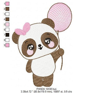 Panda embroidery design - Animal embroidery designs machine embroidery pattern - Baby girl embroidery file - Panda with balloons download