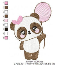 Cargar imagen en el visor de la galería, Panda embroidery design - Animal embroidery designs machine embroidery pattern - Baby girl embroidery file - Panda with balloons download
