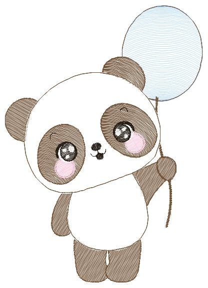 Panda embroidery design - Animal embroidery designs machine embroidery pattern - Baby boy embroidery file - Panda with butterfly download