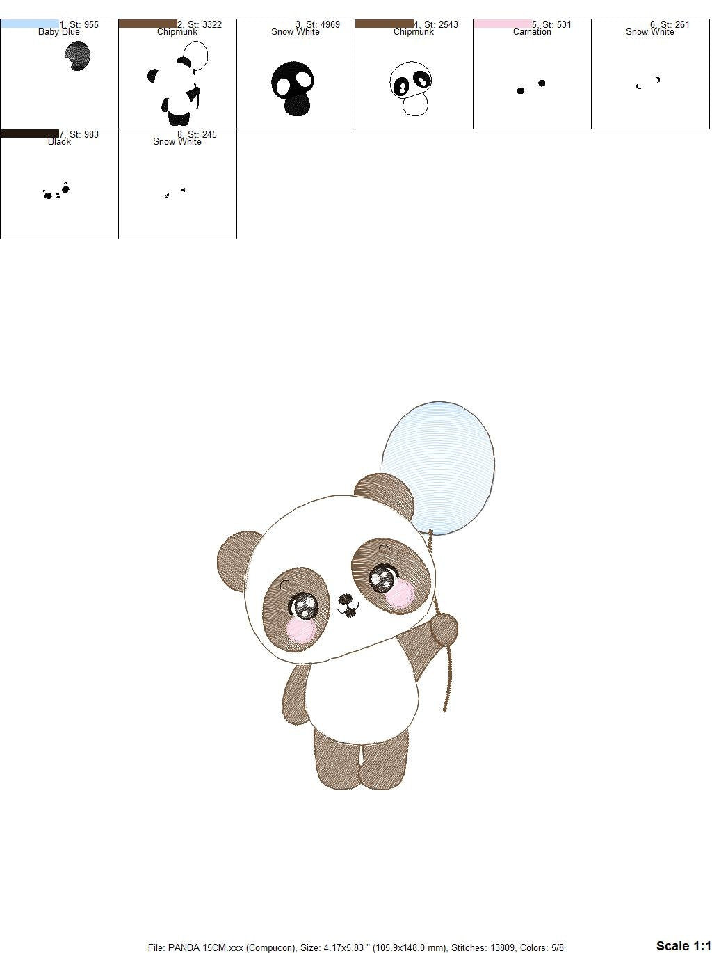 Panda embroidery design - Animal embroidery designs machine embroidery pattern - Baby boy embroidery file - Panda with butterfly download