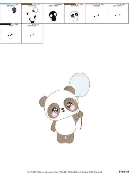 Panda embroidery design - Animal embroidery designs machine embroidery pattern - Baby boy embroidery file - Panda with butterfly download