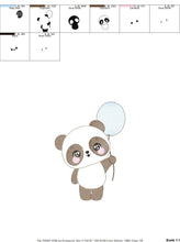 Cargar imagen en el visor de la galería, Panda embroidery design - Animal embroidery designs machine embroidery pattern - Baby boy embroidery file - Panda with butterfly download
