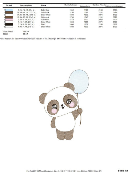Panda embroidery design - Animal embroidery designs machine embroidery pattern - Baby boy embroidery file - Panda with butterfly download