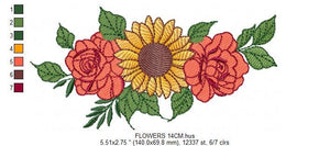 Sunflower embroidery designs - Roses embroidery design machine embroidery pattern - Flowers embroidery file - kitchen towel grandma design