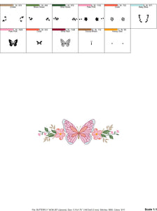 Butterfly with Flowers embroidery designs - Butterfly embroidery design machine embroidery pattern - Kitchen Tea towel embroidery file