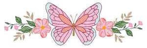 Butterfly with Flowers embroidery designs - Butterfly embroidery design machine embroidery pattern - Kitchen Tea towel embroidery file