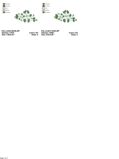 Lilies embroidery designs - Flower embroidery design machine embroidery pattern - floral embroidery file - kitchen towel embroidery decor