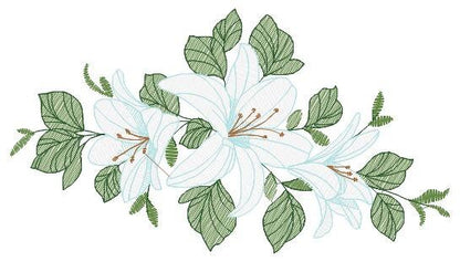 Lilies embroidery designs - Flower embroidery design machine embroidery pattern - floral embroidery file - kitchen towel embroidery decor