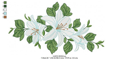 Lilies embroidery designs - Flower embroidery design machine embroidery pattern - floral embroidery file - kitchen towel embroidery decor