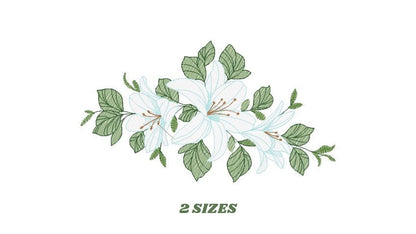 Lilies embroidery designs - Flower embroidery design machine embroidery pattern - floral embroidery file - kitchen towel embroidery decor