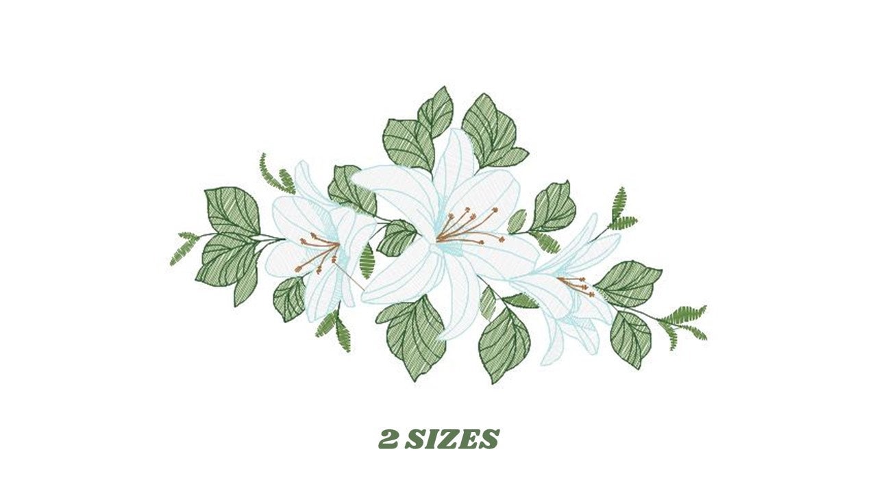 Lilies embroidery designs - Flower embroidery design machine embroidery pattern - floral embroidery file - kitchen towel embroidery decor