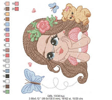 Load image into Gallery viewer, Baby girl embroidery design - Teeneger girl embroidery designs machine embroidery pattern - Girl with long hair embroidery file - download
