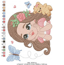 Cargar imagen en el visor de la galería, Baby girl embroidery design - Teeneger girl embroidery designs machine embroidery pattern - Girl with long hair embroidery file - download
