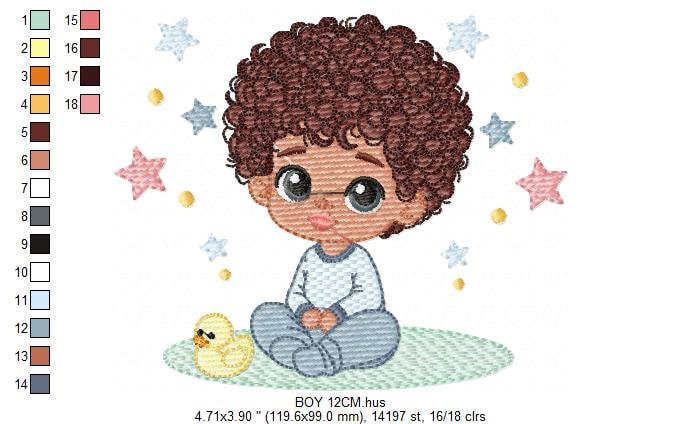 Baby boy embroidery design - Black Boy with curly hair embroidery designs machine embroidery pattern - Boy with toy embroidery download jef