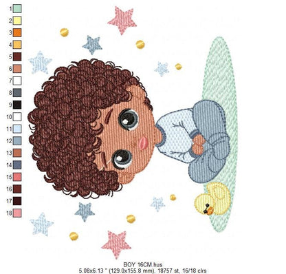 Baby boy embroidery design - Black Boy with curly hair embroidery designs machine embroidery pattern - Boy with toy embroidery download jef