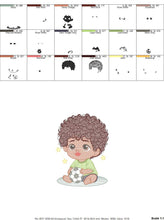 Load image into Gallery viewer, Baby boy embroidery designs - Soccer embroidery design machine embroidery file - Boy with ball and curly hair embroidery - Soccer player
