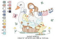 Cargar imagen en el visor de la galería, Mama Duck embroidery design - Baby girl embroidery designs machine embroidery pattern - Animal embroidery file - Duck Family Bathing pes jef
