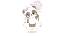 Cargar imagen en el visor de la galería, Panda embroidery design - Animal embroidery designs machine embroidery pattern - Baby girl embroidery file - Panda with balloon and cloud
