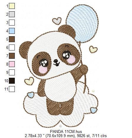 Panda embroidery design - Animal embroidery designs machine embroidery pattern - Baby boy embroidery file - Panda with ballon download pes