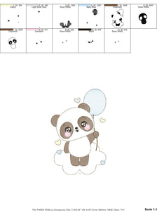 Panda embroidery design - Animal embroidery designs machine embroidery pattern - Baby boy embroidery file - Panda with ballon download pes