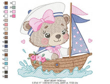 Cargar imagen en el visor de la galería, Nautical Bear embroidery designs - Female Sailor bear embroidery design machine embroidery pattern - Boat embroidery file - Baby girl sailor
