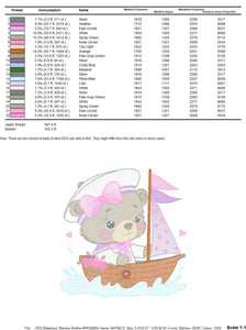 Nautical Bear embroidery designs - Female Sailor bear embroidery design machine embroidery pattern - Boat embroidery file - Baby girl sailor