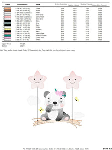 Panda embroidery design - Animal embroidery designs machine embroidery pattern - Baby girl embroidery file - Panda with balloons download