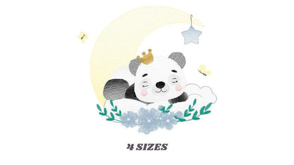 Sleeeping King Panda embroidery design - Animal in moon embroidery designs machine embroidery pattern - Night Sky Star - instant download Marcia Embroidery