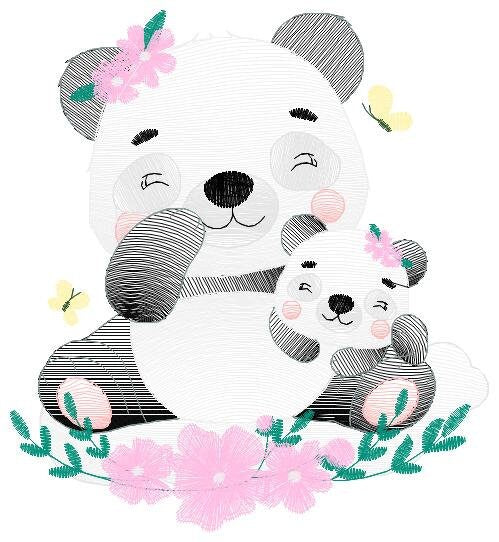 Mama Panda embroidery design - Animal embroidery designs machine embroidery pattern - Baby girl embroidery file - Panda with young baby pes Marcia Embroidery