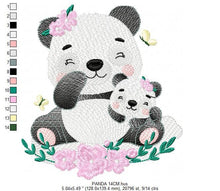 Carica l&#39;immagine nel visualizzatore di Gallery, Mama Panda embroidery design - Animal embroidery designs machine embroidery pattern - Baby girl embroidery file - Panda with young baby pes
