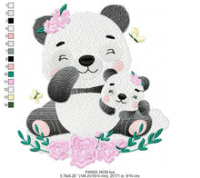 Carica l&#39;immagine nel visualizzatore di Gallery, Mama Panda embroidery design - Animal embroidery designs machine embroidery pattern - Baby girl embroidery file - Panda with young baby pes
