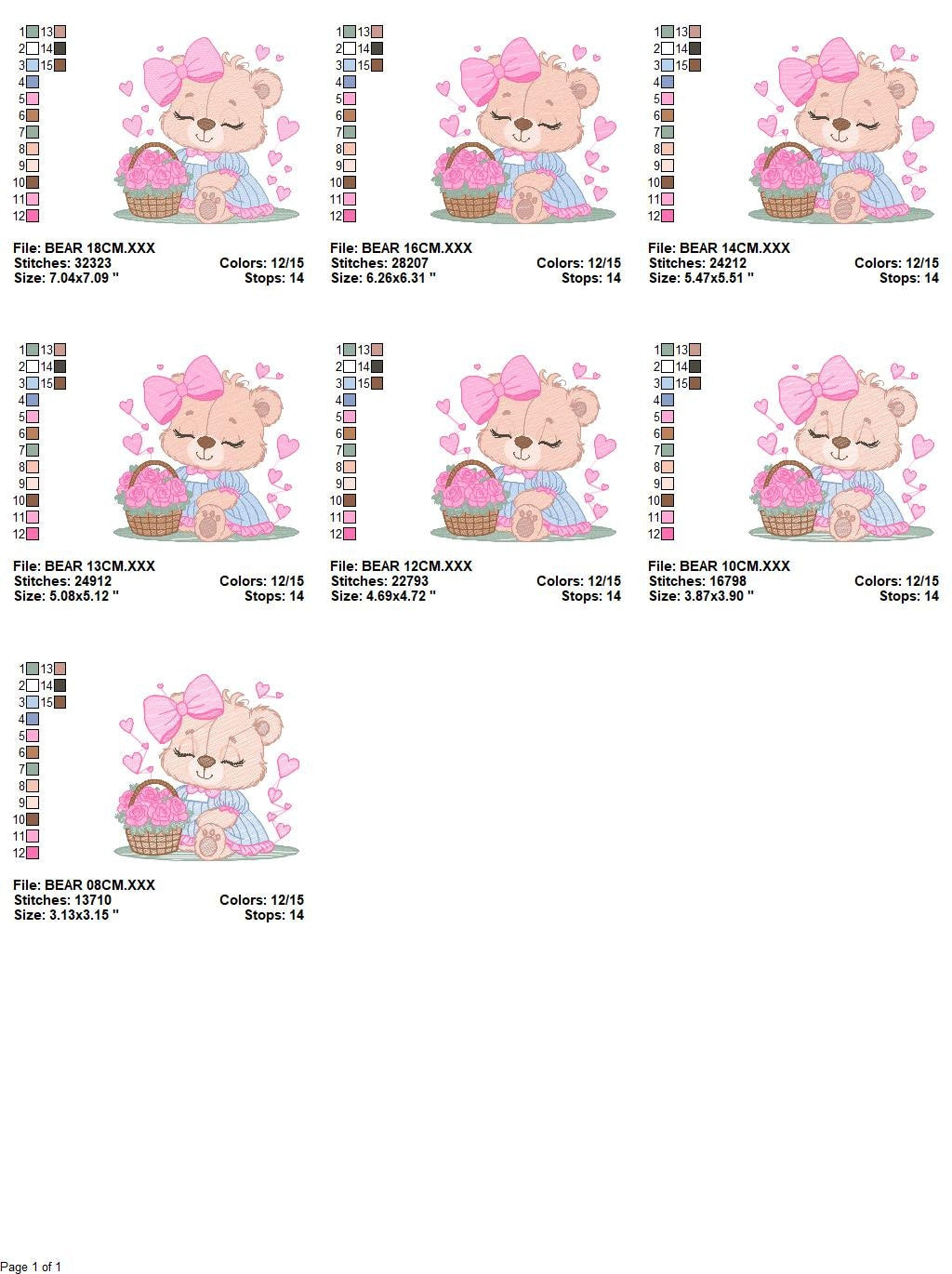 Teddy Bear embroidery designs - Baby girl embroidery design machine embroidery pattern - Bear with flowers embroidery file - jef download