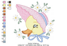 Cargar imagen en el visor de la galería, Duck embroidery design - Baby girl embroidery designs machine embroidery pattern - animal embroidery file - duck flowers instant download
