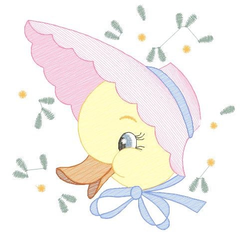 Duck embroidery design - Baby girl embroidery designs machine embroidery pattern - animal embroidery file - duck flowers instant download