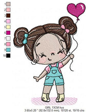 Load image into Gallery viewer, Baby girl embroidery designs - Toddler embroidery design machine embroidery pattern - girl with heart balloon embroidery file - jef download
