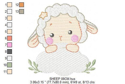 Sheep with cloud embroidery design - Lamb embroidery designs machine embroidery pattern - baby boy embroidery file - newborn embroidery dst Marcia Embroidery