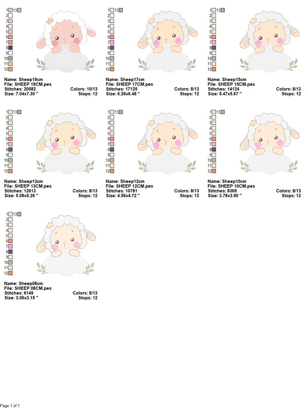 Sheep with cloud embroidery design - Lamb embroidery designs machine embroidery pattern - baby boy embroidery file - newborn embroidery dst Marcia Embroidery